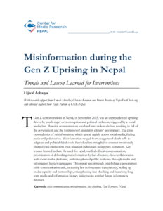 Misinformation during the Gen Z Uprising in Nepal: Trends and Lessons Learned for Interventions